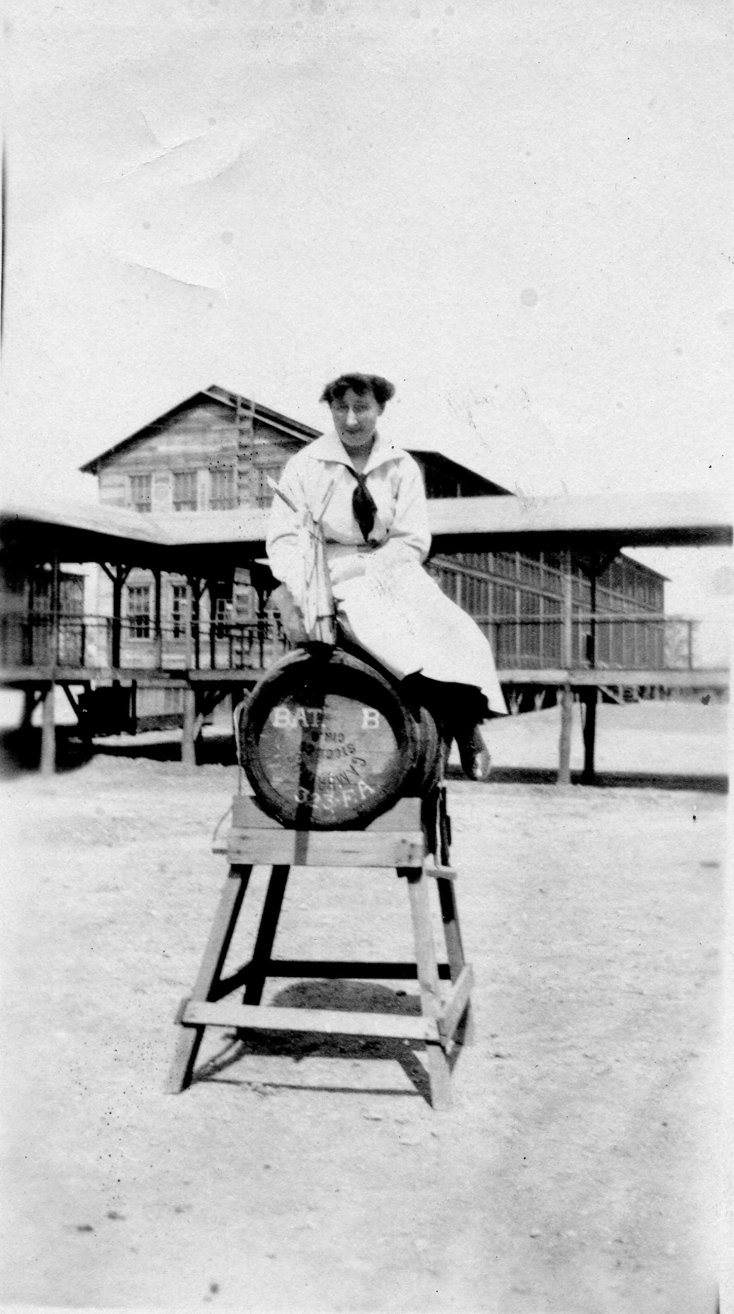 Harriet Elizabeth Putman on Water Barrel at Camp Sherman