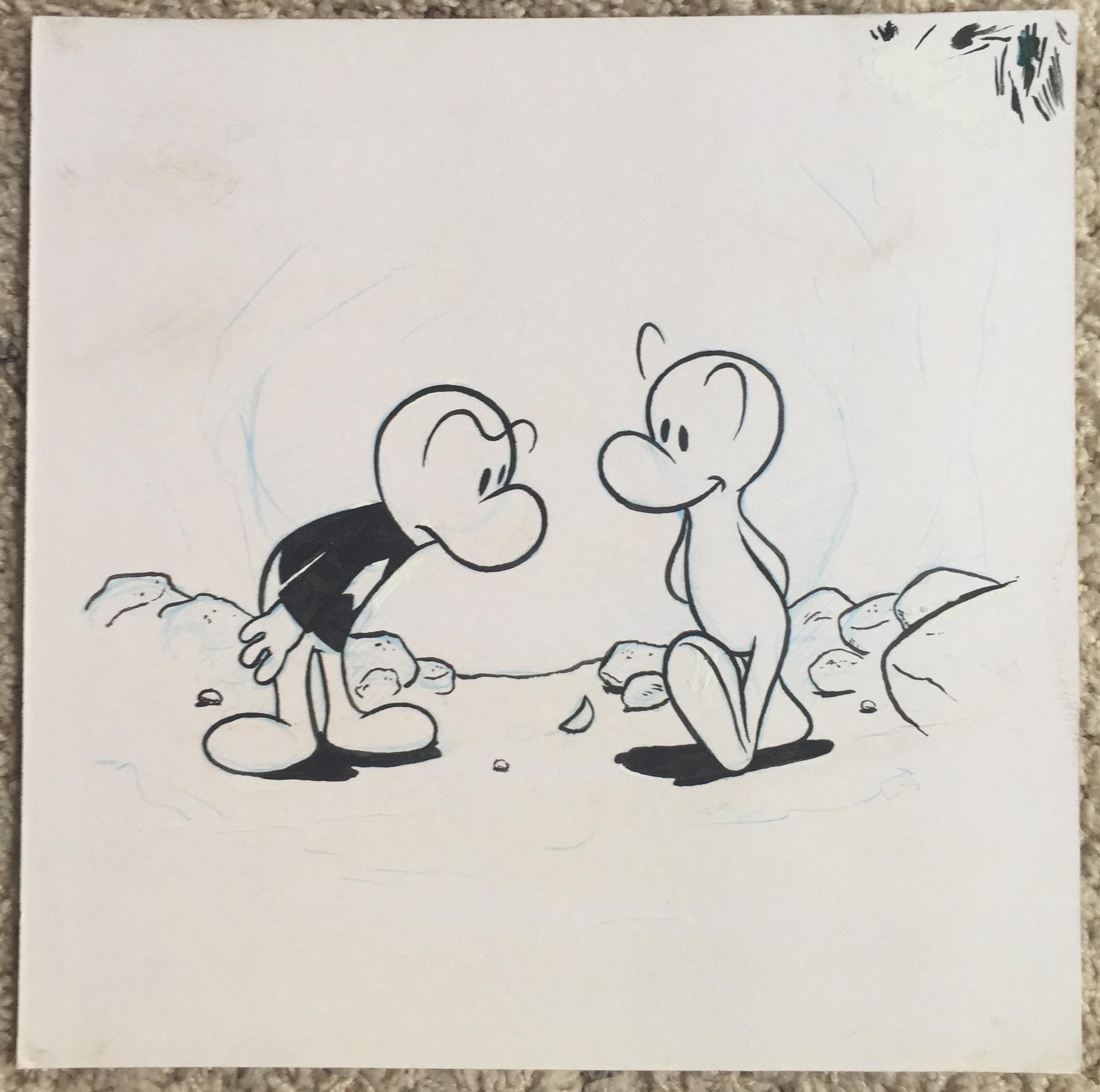 Inked Drawing of Fone Bone and Phoney Bone