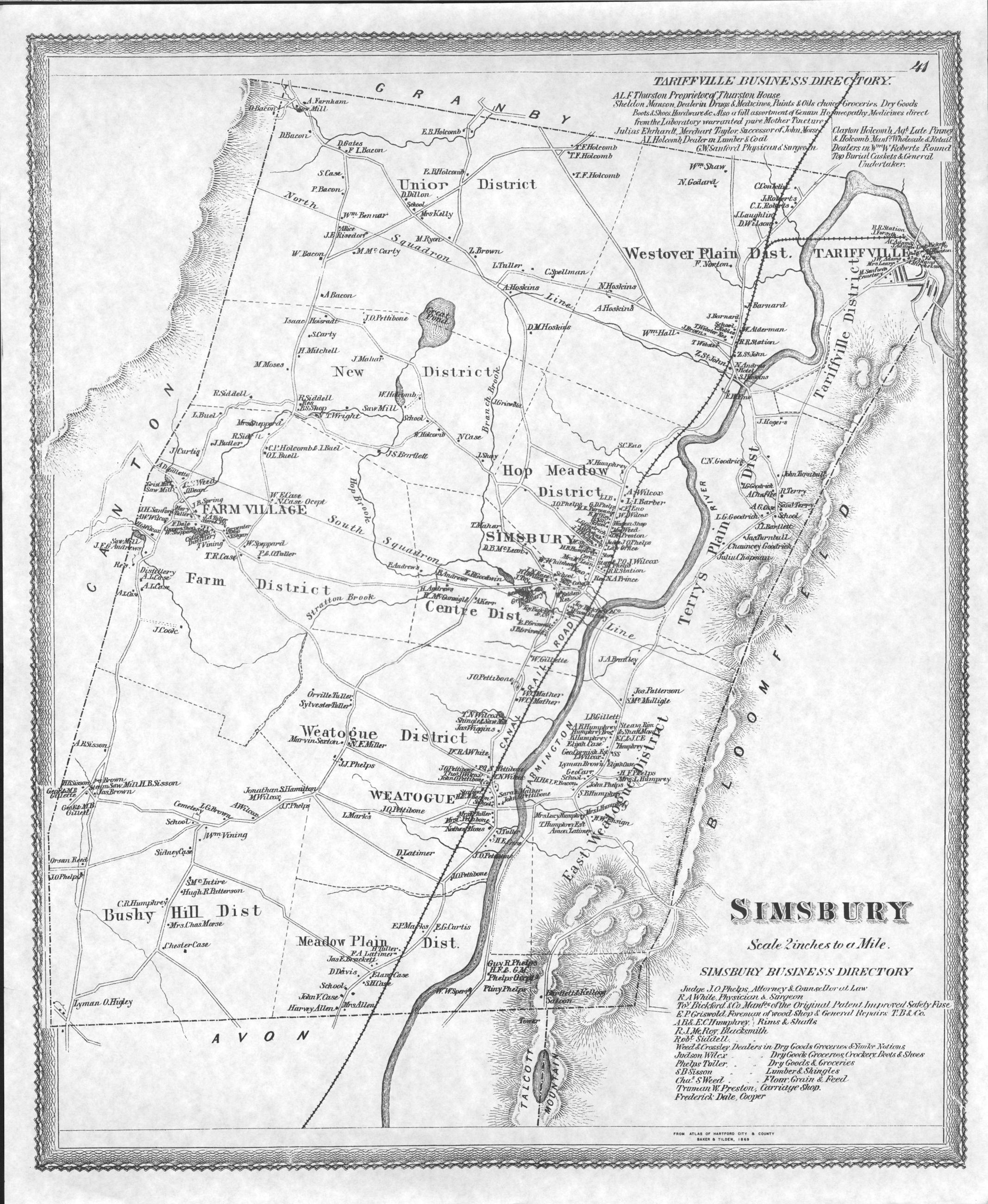 Map of Simsbury, Connecticut
