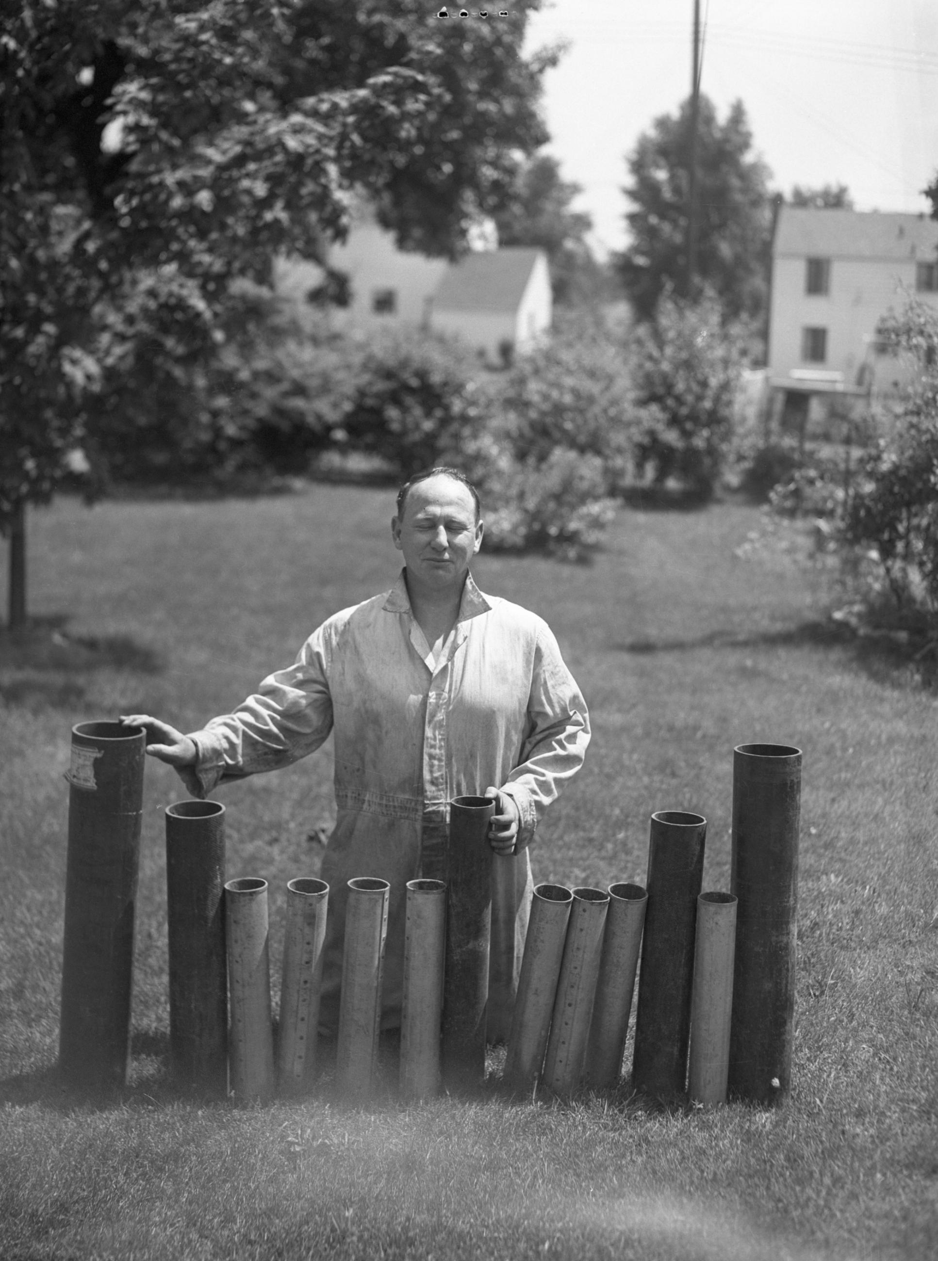 Photograph of Lloyd Baldwin with Fireworks Equipment