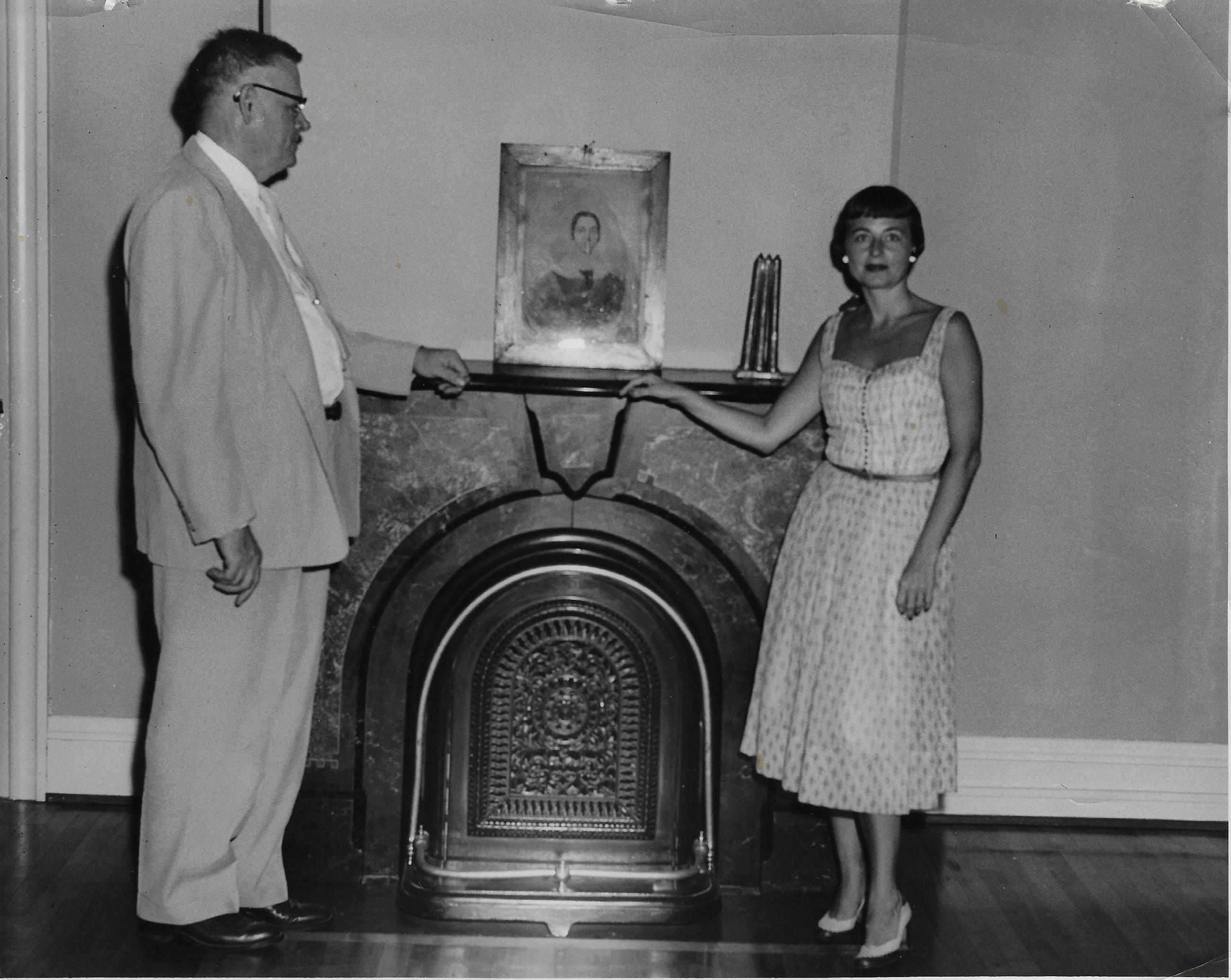 Photograph of Mary Armstrong at the Worthington Historical Society Museum at Sharon Memorial Hall