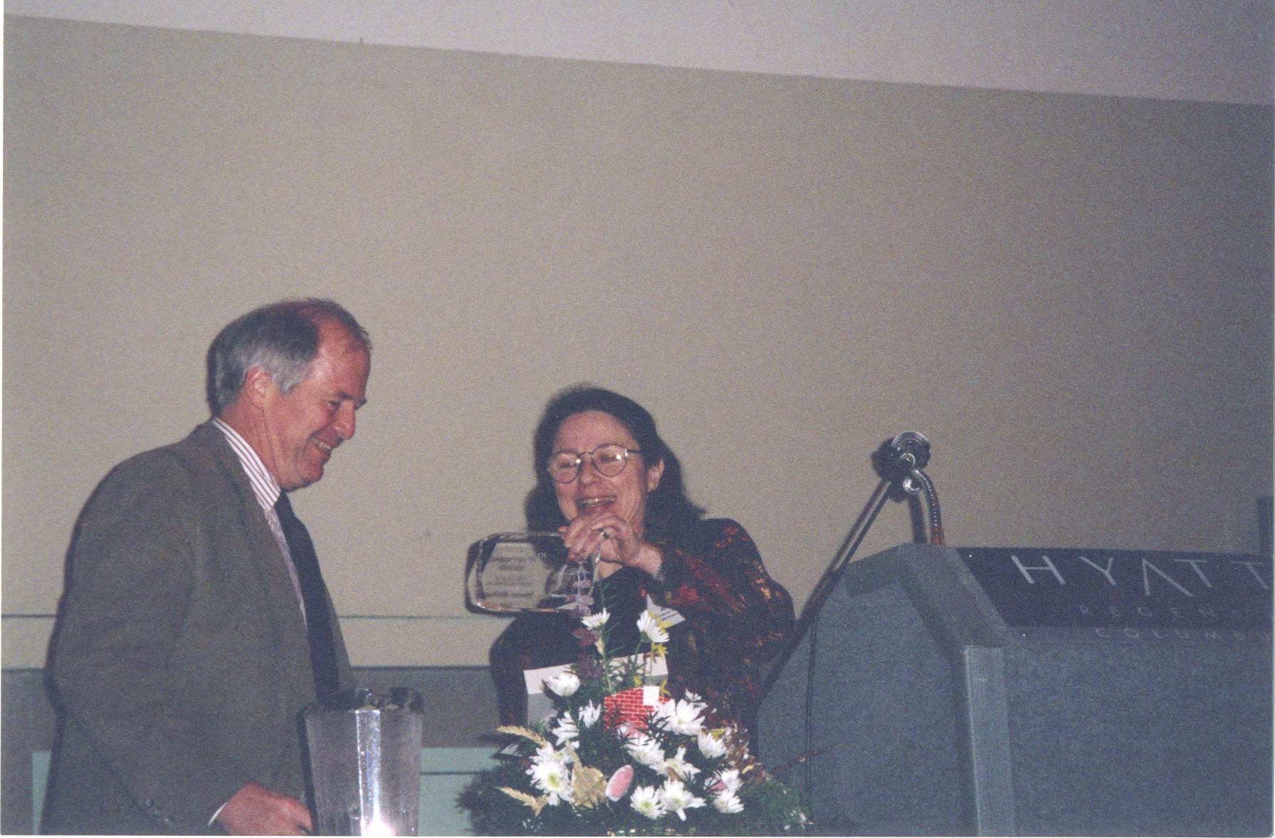 Photograph of Rachel Alexander Presenting Jo Osborne Award to Steven Kellogg