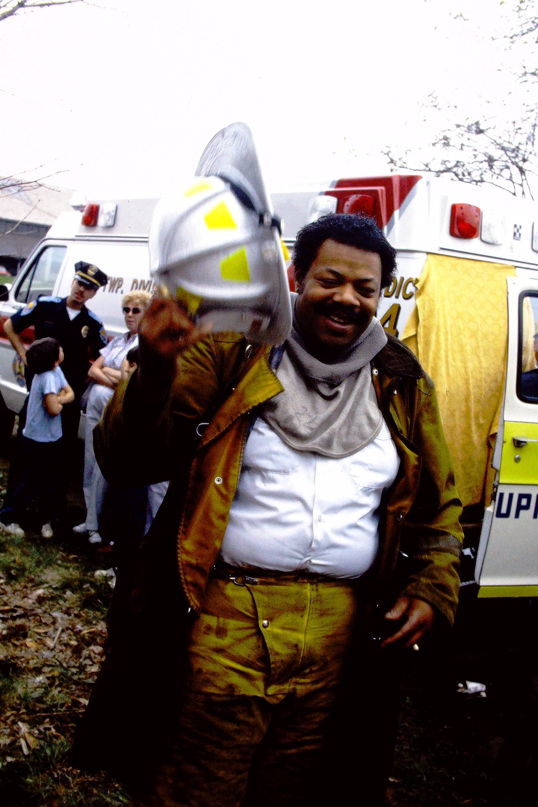Photograph of William (Bill) Fields, Jr. in Firefighting Gear