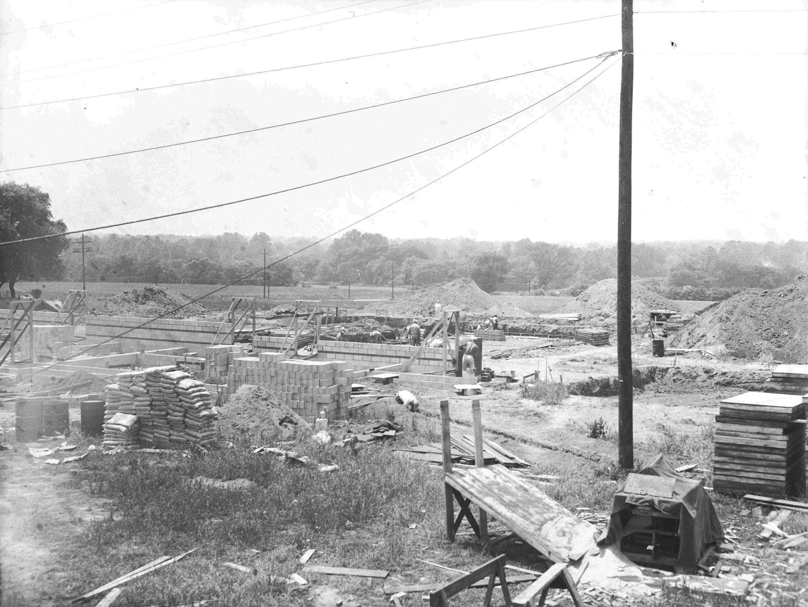 Photograph of the Construction of the Worthington Pool Looking West, Summer 1954