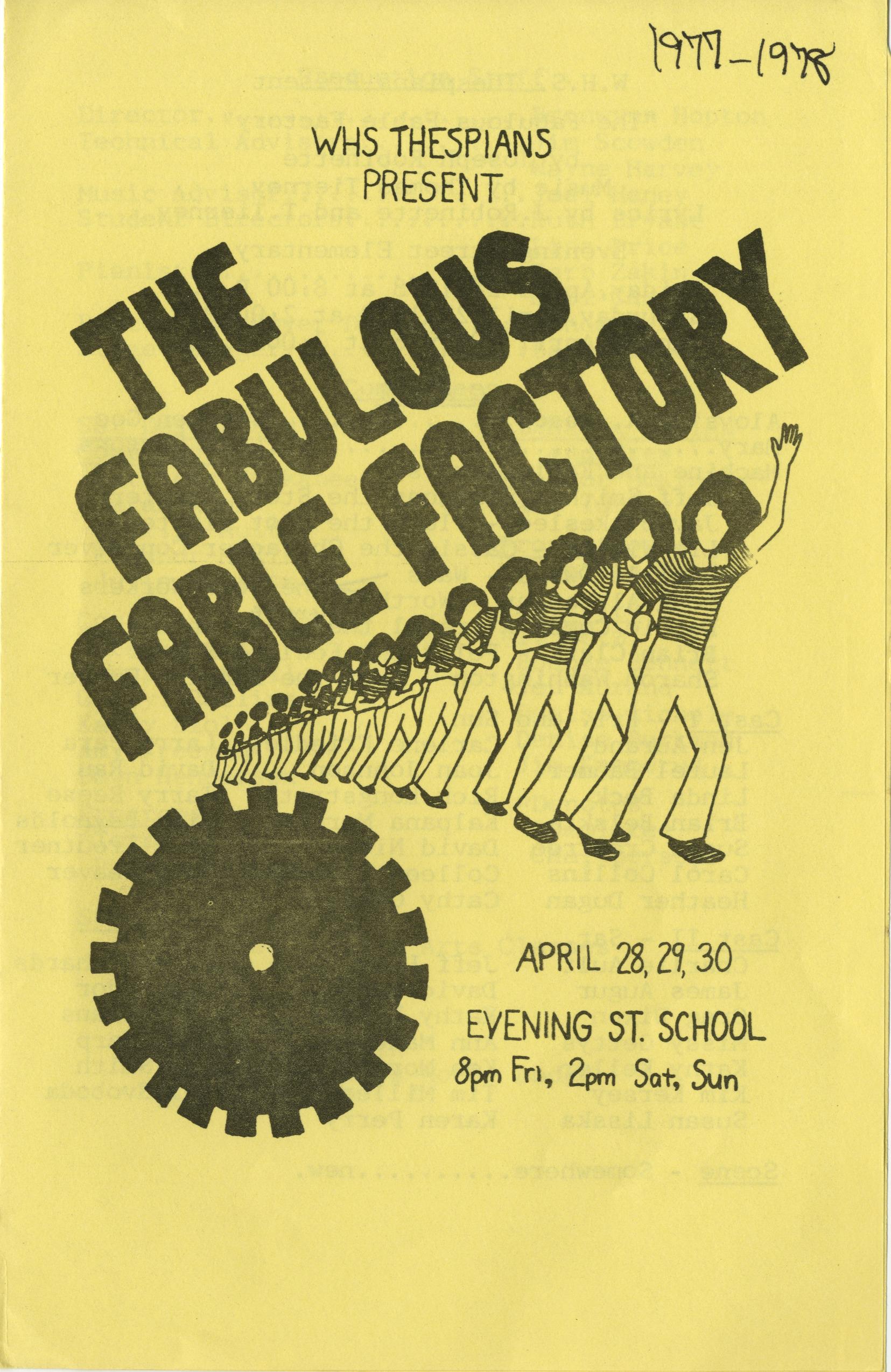 Program for the Worthington High School Production of "The Fabulous Fable Factory"