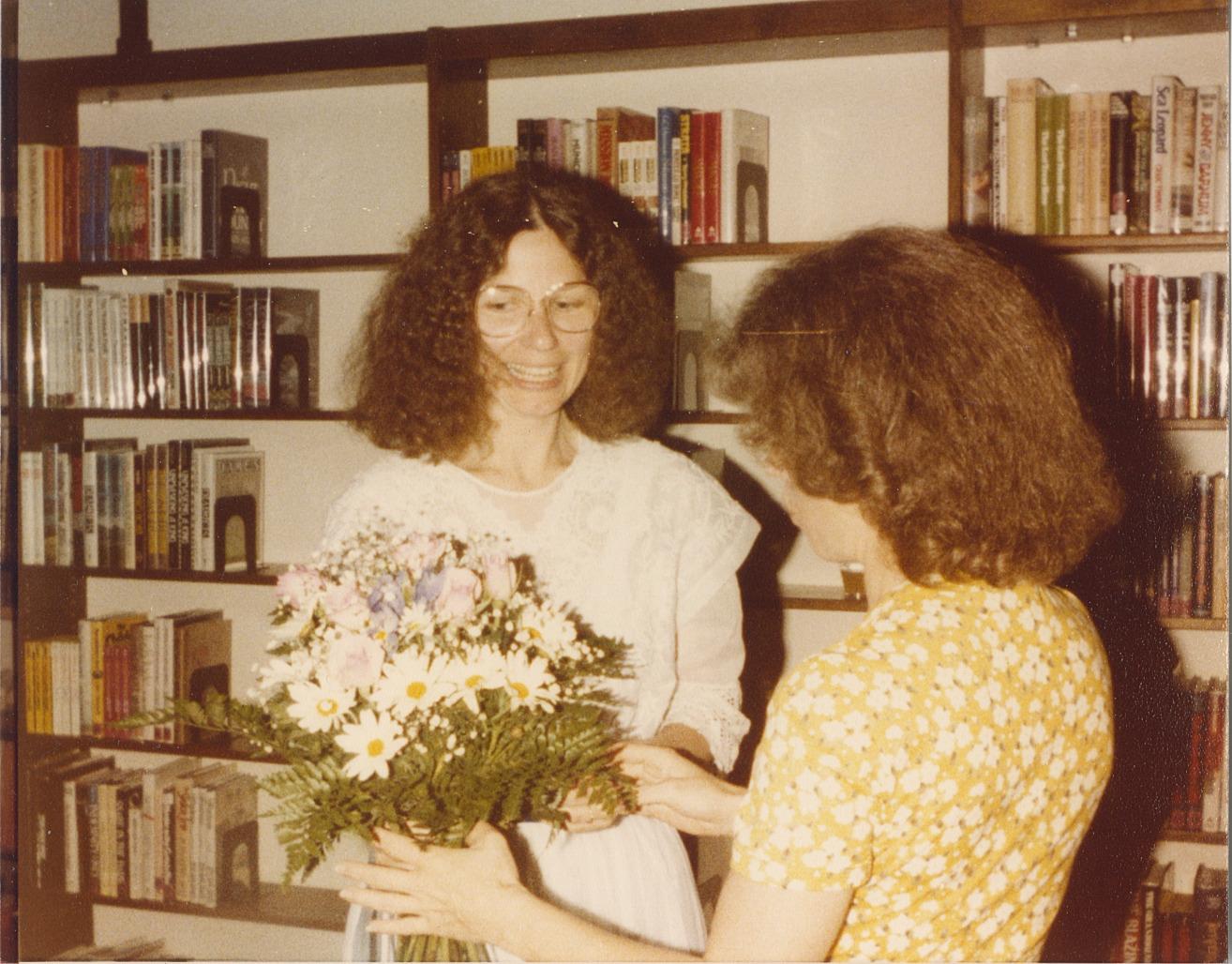 Rachel Alexander and Barbara Groseclose at Wedding at the Old Worthington Library, May 8, 1982