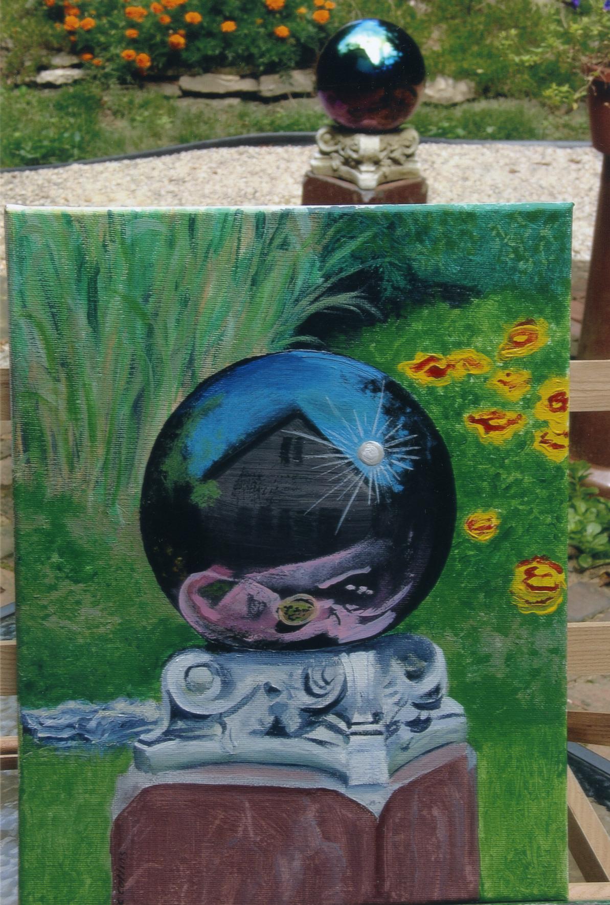 "Reflections" Painting by William (bc) (Bill) Collins Shown with its Source Material