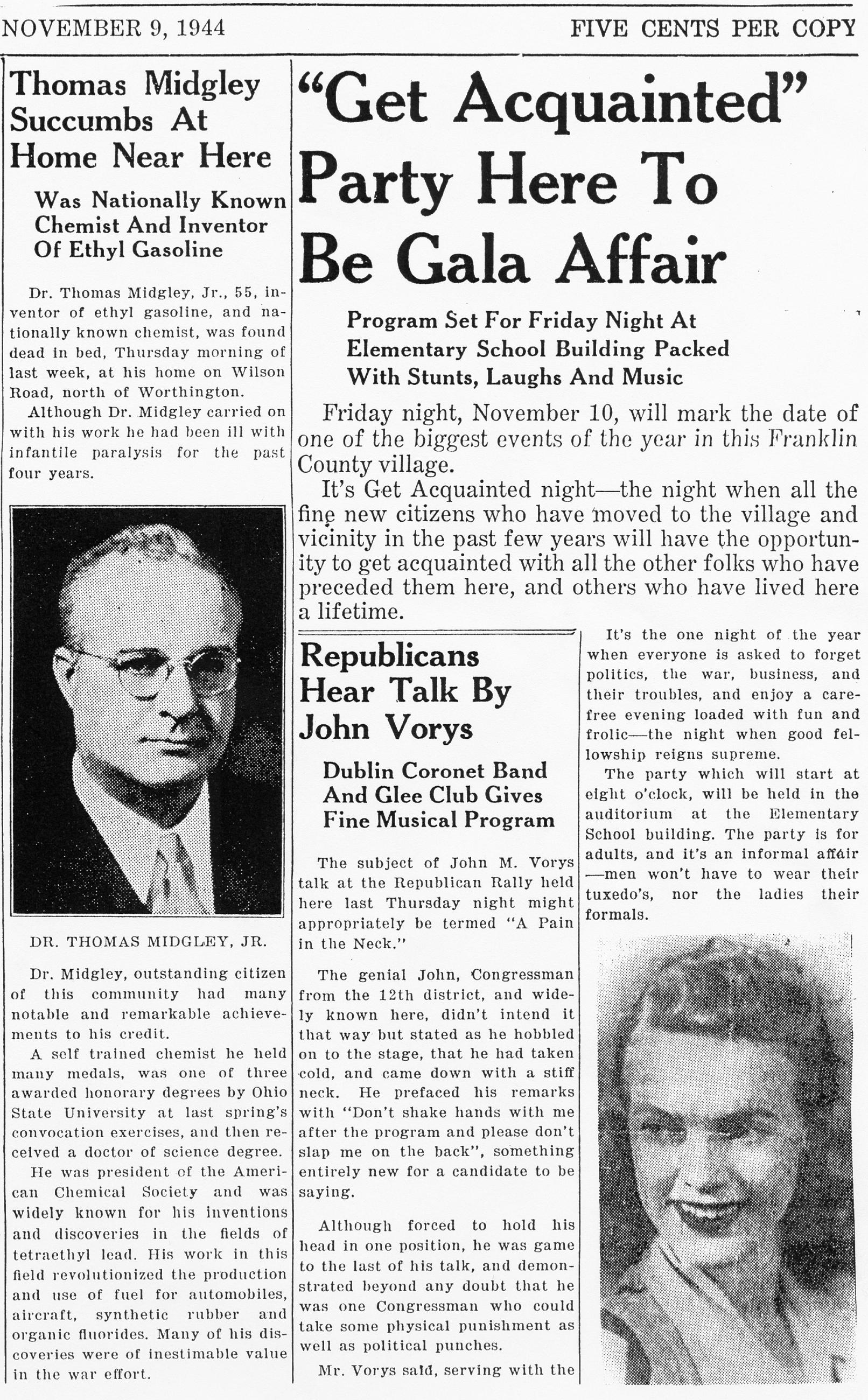 Thomas Midgley Succumbs At Home Near Here