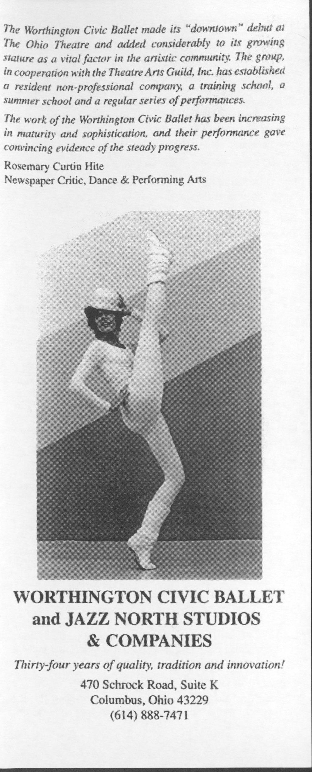 Worthington Civic Ballet Brochure