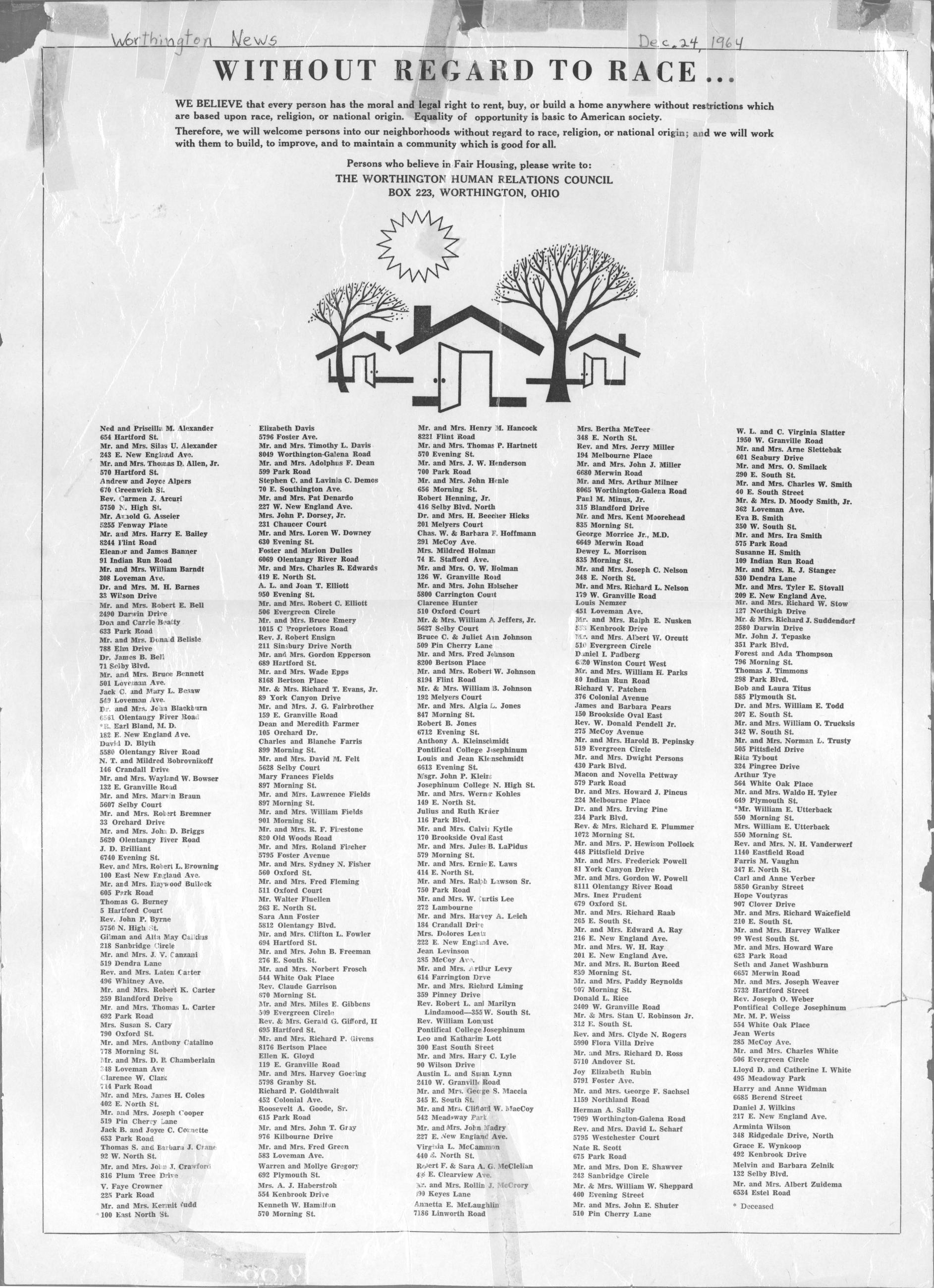 Worthington Human Relations Council Advertisement