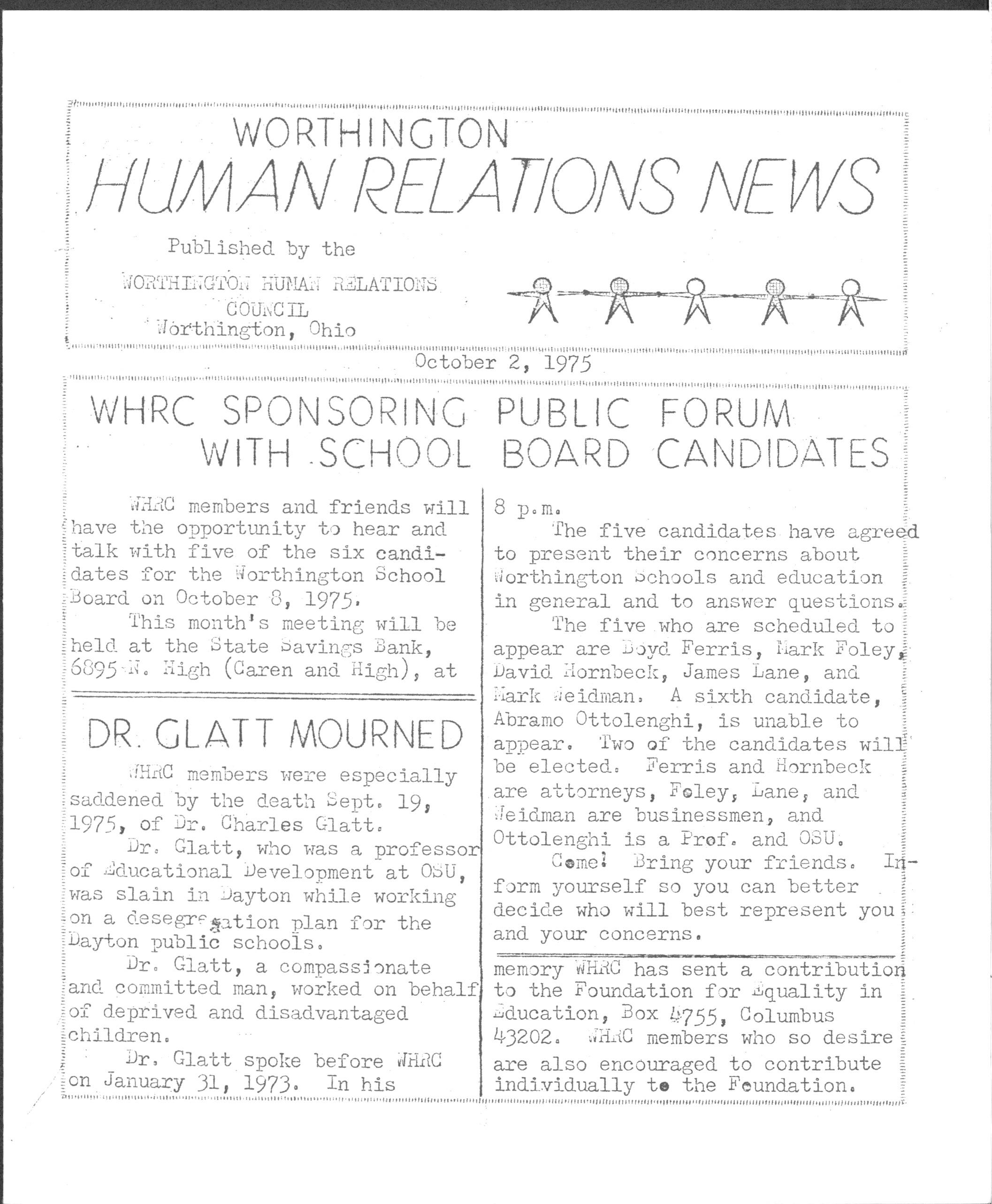 Worthington Human Relations News
