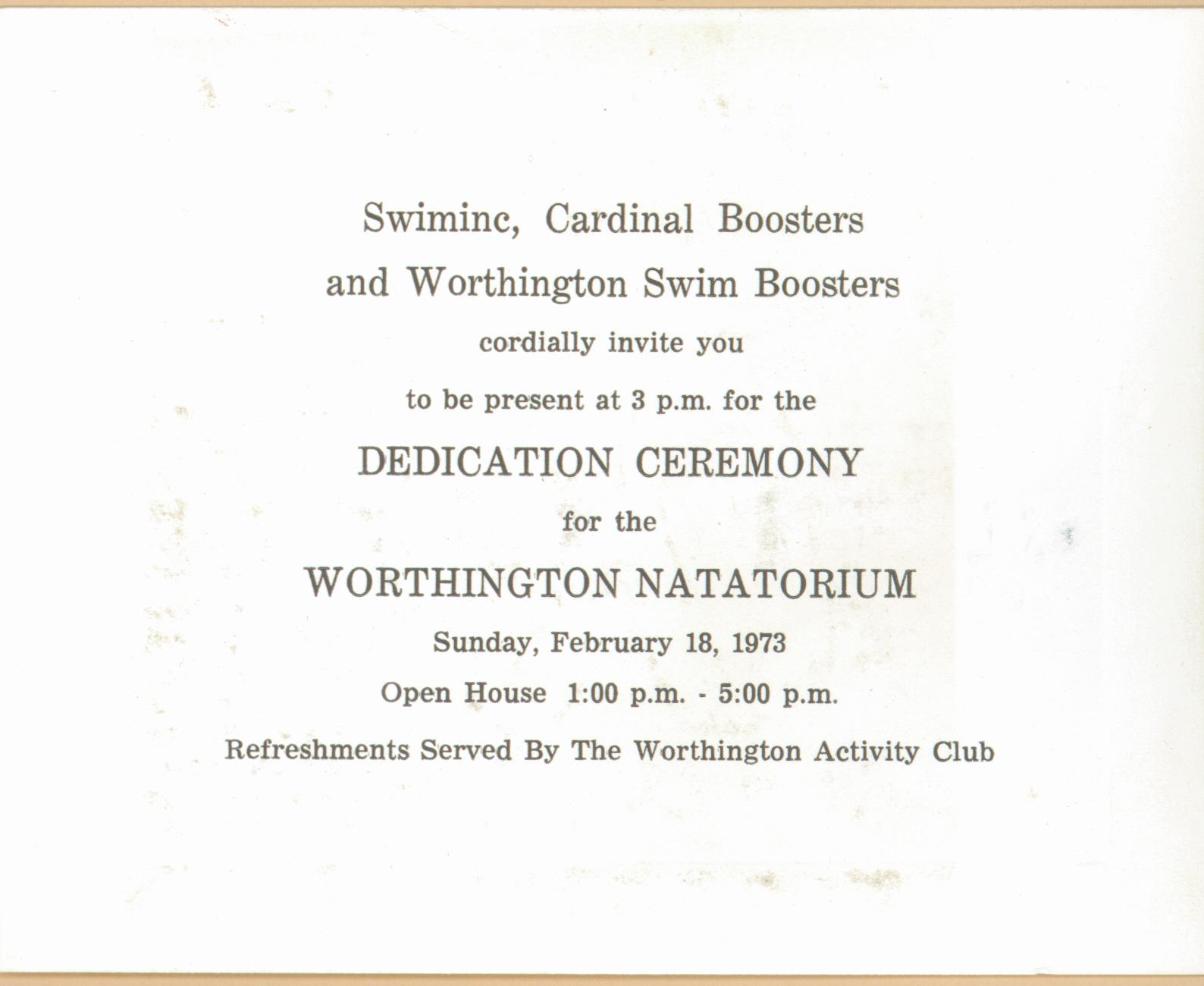 Worthington Natatorium Dedication