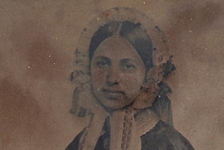 Daguerreotype of G. Helen Maynard Metcalf in case