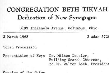 Dedication of Synagogue