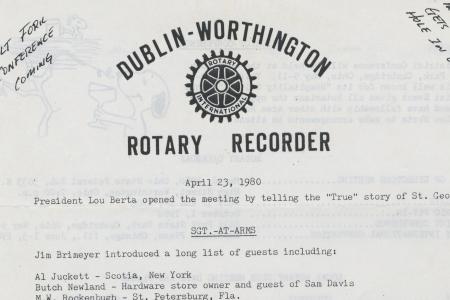 Dublin-Worthington Rotary Club Newsletter, April 1980