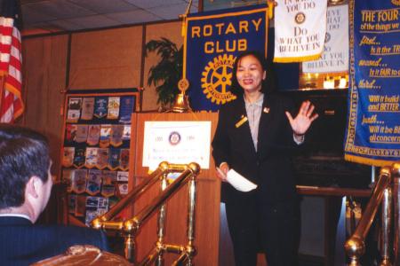 Group Study Exchange member speaking at Rotary Club meeting