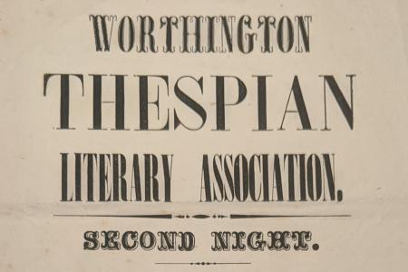 Handbill for Worthington Thespian Literary Association Program, 1858