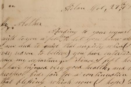 Letter Written to Achsa Johnson of Worthington, Ohio from William Johnson, Her Son, of Milan, Ohio