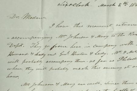 Letter to Achsa Johnson from Joseph Ridgway of Washington City