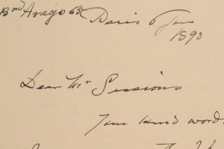 Letter to F.C. Sessions of Columbus, Ohio from Paul Peel of Paris