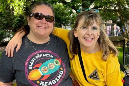 Monica Baughman and Lisa Fuller at the 2023 Stonewall Columbus Pride March
