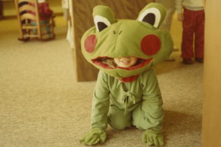 Photograph of Child in Frog Costume at Halloween