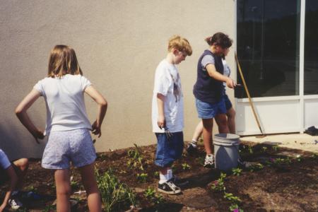 Photograph of Children Planting the Storybook Garden at Northwest Library