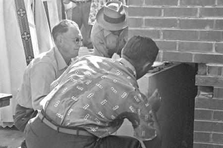 Photograph of Cornerstone and Time Capsule Installation at St. Michael's School, 1954