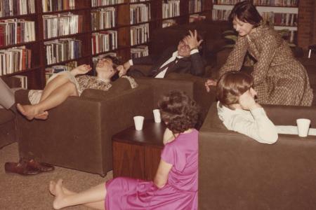Photograph of Group in Chairs at the Old Worthington Library for Wedding, May 8, 1982