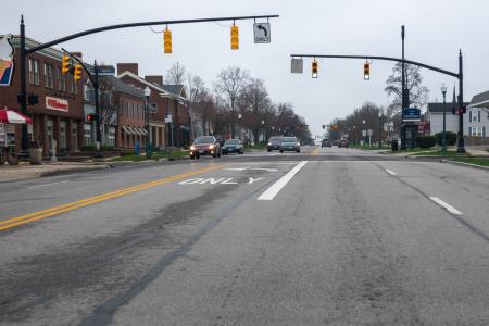 Photograph of Intersection of High Street and North Street During Ohio's Stay at Home Order of 2020