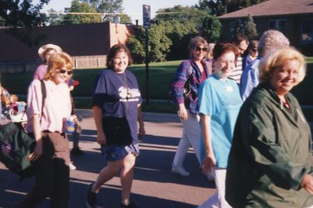 Photograph of Parade to Ribbon Cutting at Reopening of the Old Worthington Library