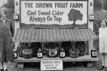 Photograph of Ruth Seidel and Molly Brown at the Brown Fruit Farm