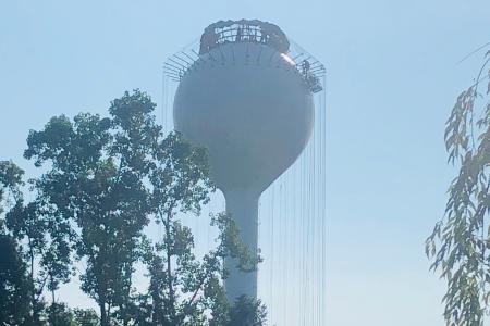 Photograph of Worthington Hills Water Tower Being Prepared for Repainting, 2020