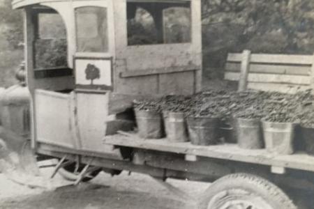 Photograph of a Ford Model T Truck Hauling Cherries from the Brown Fruit Farm