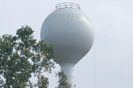 Photograph of the Worthington Hills Water Tower with Repainting Nearly Complete, 2020