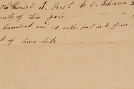 Receipt from Nathaniel Root to Orange Johnson for Taxes, Fence Rails, and Town Lot Rental