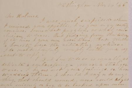 Unsigned Draft of Letter to Leander Holmes of Chicago, Illinois from Mary Johnson of Worthington, Ohio