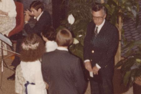 Wedding Ceremony on the Landing at the Old Worthington Library