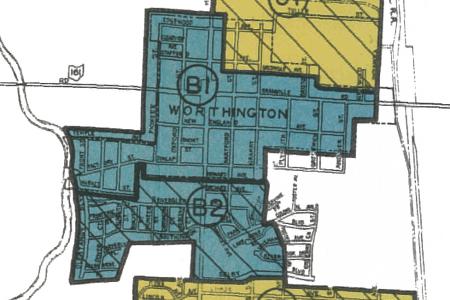 Worthington Section of the 1936 Columbus Redlining Map