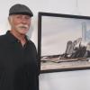 Artist William (bc) (Bill) Collins Pictured with His Painting "Windy City"
