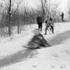 Child Sledding Down "Devil's Hill" Sled Run