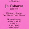 Flier for Memorial Service for Librarian Jo Osborne