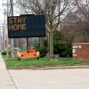 Photograph of Public Health Messages Outside Worthington Fire & EMS Building During Ohio’s Stay At Home Order of 2020