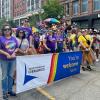 Worthington Libraries Marchers with Banner in the 2023 Stonewall Columbus Pride March